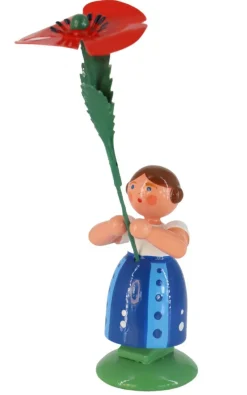 Legler Holz- und Drechslerwaren HODREWA Blumenmädchen*Miniatur Blumenmädchen mit Mohnblume, 12 cm von HODREWA Legler
