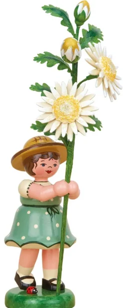 Hubrig Volkskunst Blumenmädchen*Miniatur Blumenmädchen mit Edelweißmargerite von