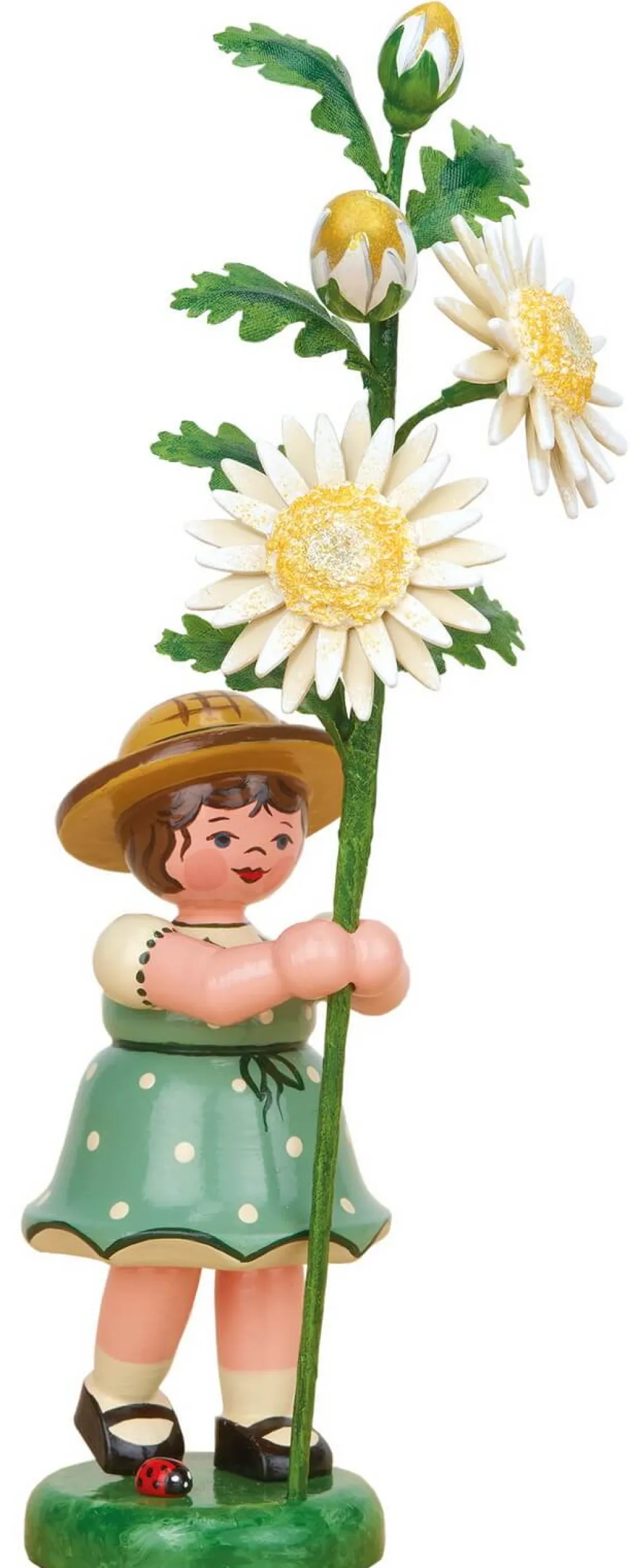 Hubrig Volkskunst Blumenmädchen*Miniatur Blumenmädchen mit Edelweißmargerite von