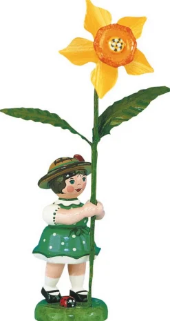 Hubrig Volkskunst Blumenmädchen*Miniatur Blumenmädchen mit Narzisse von