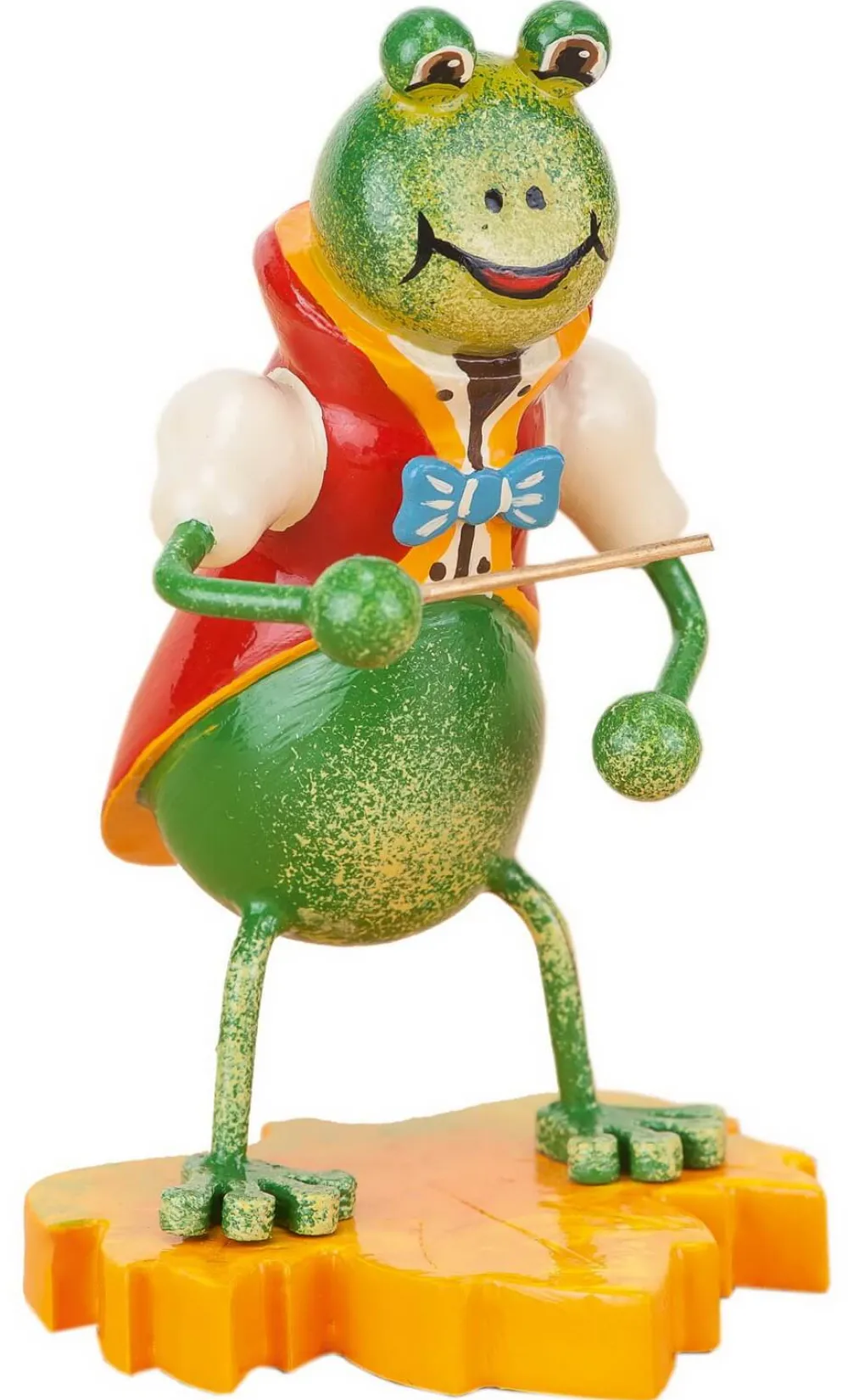 Hubrig Volkskunst Holzfiguren & Dekofiguren*Miniatur Frosch Herr Kapellmeister, 8 cm von