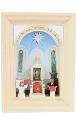 Gunter Flath Miniaturen*Miniatur im Rähmchen Dorfkirche, 4 cm von