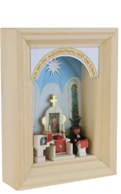 Gunter Flath Miniaturen*Miniatur im Rähmchen Dorfkirche, 4 cm von