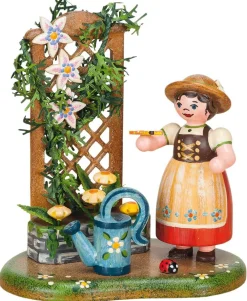 Hubrig Volkskunst Holzfiguren & Dekofiguren*Miniatur Landidyll mit Sommerblumenranke, 10 cm, von