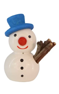 SEIFFENcom by Nestler GmbH Weihnachtsfiguren*Miniatur Schneemann mit blauem Hut, 3 cm von SEIFFEN.COM