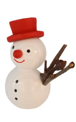 SEIFFENcom by Nestler GmbH Weihnachtsfiguren*Miniatur Schneemann mit rotem Hut, 4 cm von SEIFFEN.COM