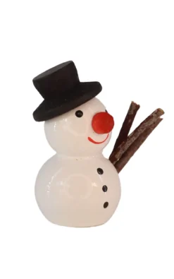 SEIFFENcom by Nestler GmbH Weihnachtsfiguren*Miniatur Schneemann mit schwarzem Hut, 3 cm von SEIFFEN.COM