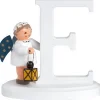 KWO Weihnachtsengel*Miniatur Weihnachtsengel mit dem Buchstaben E, 7 cm, von