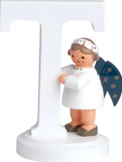 KWO Weihnachtsengel*Miniatur Weihnachtsengel mit dem Buchstaben T, 7 cm von