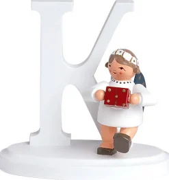 KWO Weihnachtsengel*Miniatur Weihnachtsengel mit dem Buchstaben K, 7 cm von