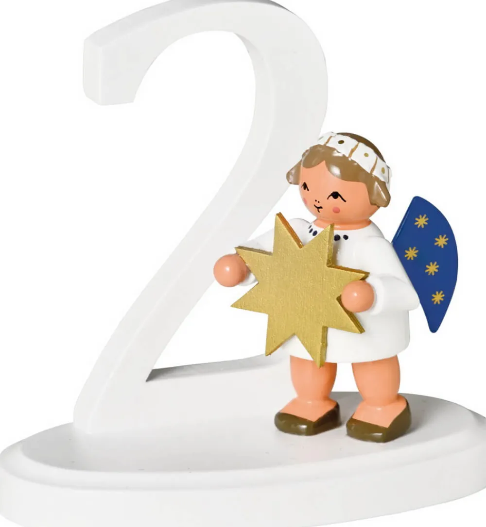 KWO Weihnachtsengel*Miniatur Weihnachtsengel mit Zahl 2, 7 cm von