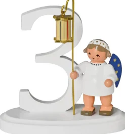 KWO Weihnachtsengel*Miniatur Weihnachtsengel mit Zahl 3, 7 cm von