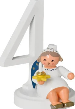 KWO Weihnachtsengel*Miniatur Weihnachtsengel mit Zahl 4, 7 cm von