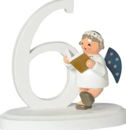 KWO Weihnachtsengel*Miniatur Weihnachtsengel mit Zahl 6, 7 cm von