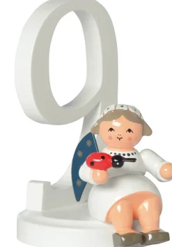 KWO Weihnachtsengel*Miniatur Weihnachtsengel mit Zahl 9, 7 cm von