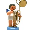 Figurenland Uhlig GmbH Weihnachtsengel*Miniatur Weihnachtsengel mit Kontrabassposaune und blauen Flügeln von