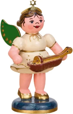 Hubrig Volkskunst Weihnachtsengel*Miniatur Weihnachtsengel mit Drehleier, 6 cm von