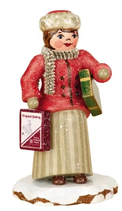 Kinder Hubrig Volkskunst Neuheiten | Hubrig Winterkinder*Miniatur Winterkind mit Weihnachtseinkäufen von