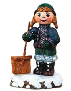 Kinder Hubrig Volkskunst Hubrig Winterkinder*Miniatur Winterkind Schneefeger, 6 cm, von