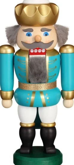 Seiffener Volkskunst eG Nussknacker*Nussknacker Exklusiv König, 20 cm türkis-weiss von