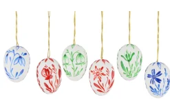 Figurenland Uhlig GmbH Ostereier*Ostereier, weiss mit Blumen, 3 cm, 6 Stück von