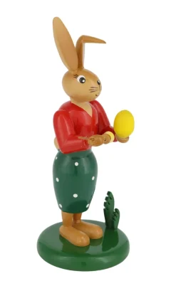 Holzkunst Gahlenz Osterhasen*Osterhase - Häsin mit Pinsel und Ei, 12 cm von
