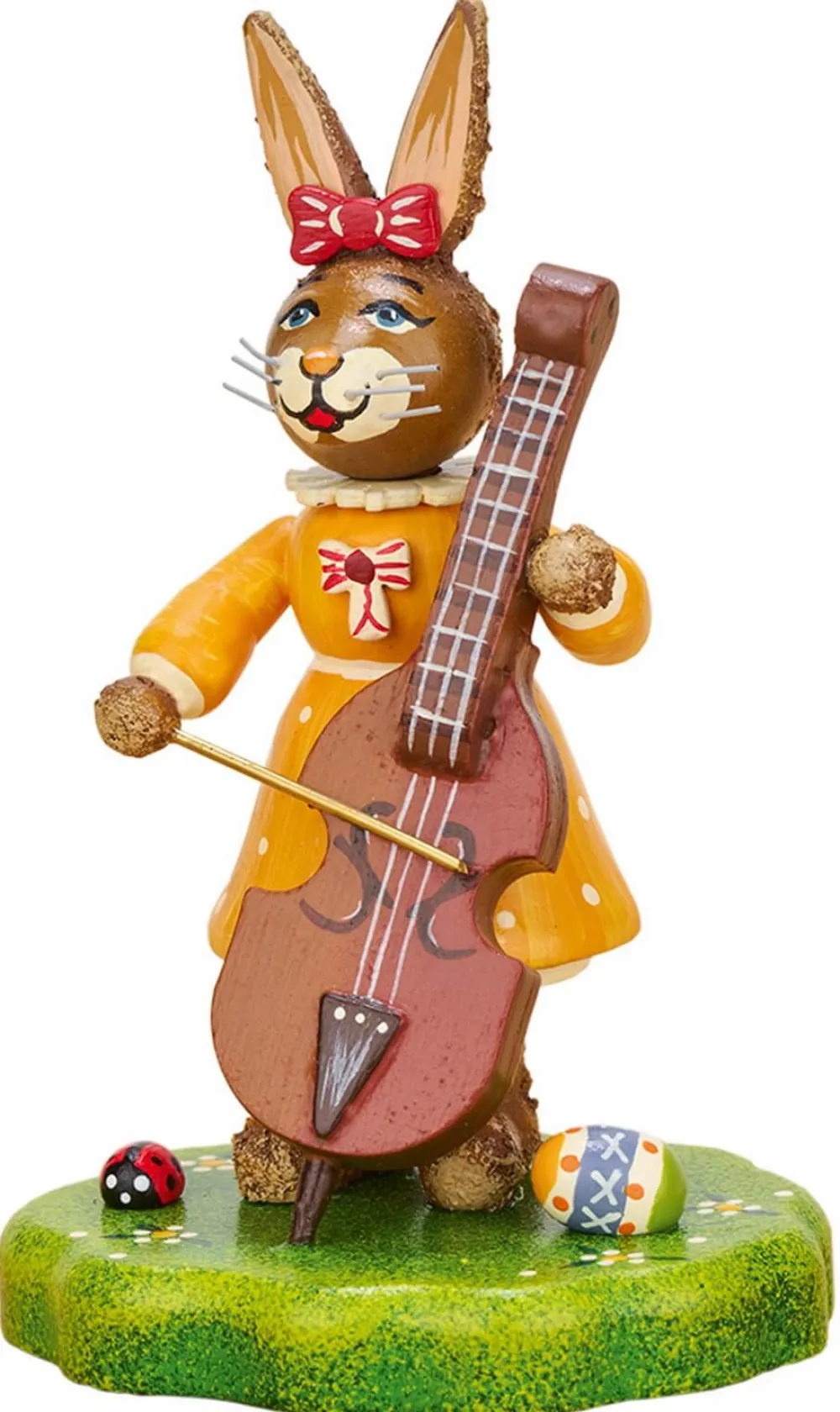 Hubrig Volkskunst Osterhasen*Osterhase Hasenmusikant - Mädchen mit Kontrabass von