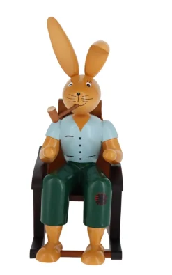 Holzkunst Gahlenz Osterhasen*Osterhase im Schaukelstuhl, 22 cm von