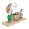 Bettina Franke Neuheiten | Osterhasen*Osterhase Mann mit Kind und Wagen, geschnitzt von