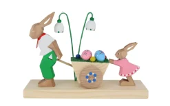 Bettina Franke Neuheiten | Osterhasen*Osterhase Mann mit Kind und Wagen, geschnitzt von