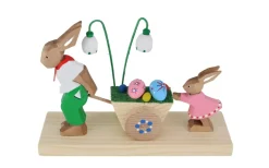Bettina Franke Neuheiten | Osterhasen*Osterhase Mann mit Kind und Wagen, geschnitzt von