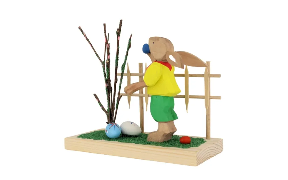 Bettina Franke Neuheiten | Osterhasen*Osterhase mit Gartenzaun, geschnitzt von