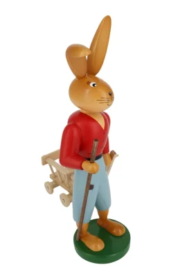 Holzkunst Gahlenz Osterhasen*Osterhase mit Handwagen, 25 cm von