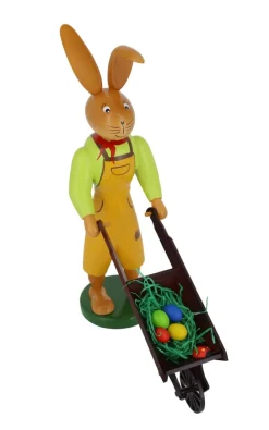 Holzkunst Gahlenz Osterhasen*Osterhase mit Schubkarre, 25 cm von