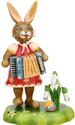 Hubrig Volkskunst Osterhasen*Osterhase Musikant Mädchen mit Akkordeon, 9 cm von