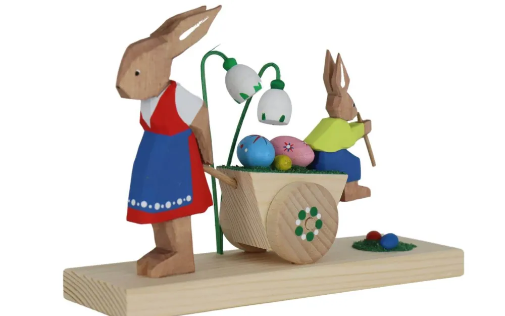 Bettina Franke Neuheiten*Osterhasen Frau mit Wagen und Kind von