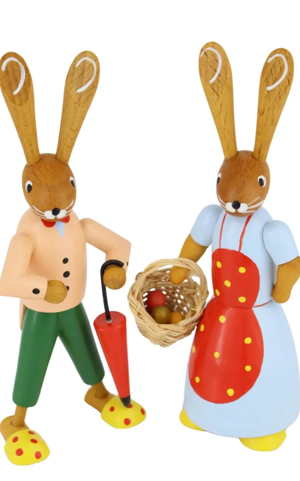 Zenker Osterhasen*Osterhasenpaar mit Korb und Schirm, 12 cm, von Ralf