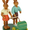 Holzkunst Gahlenz Osterhasen*Osterhasenpaar mit Kutsche, 12 cm von