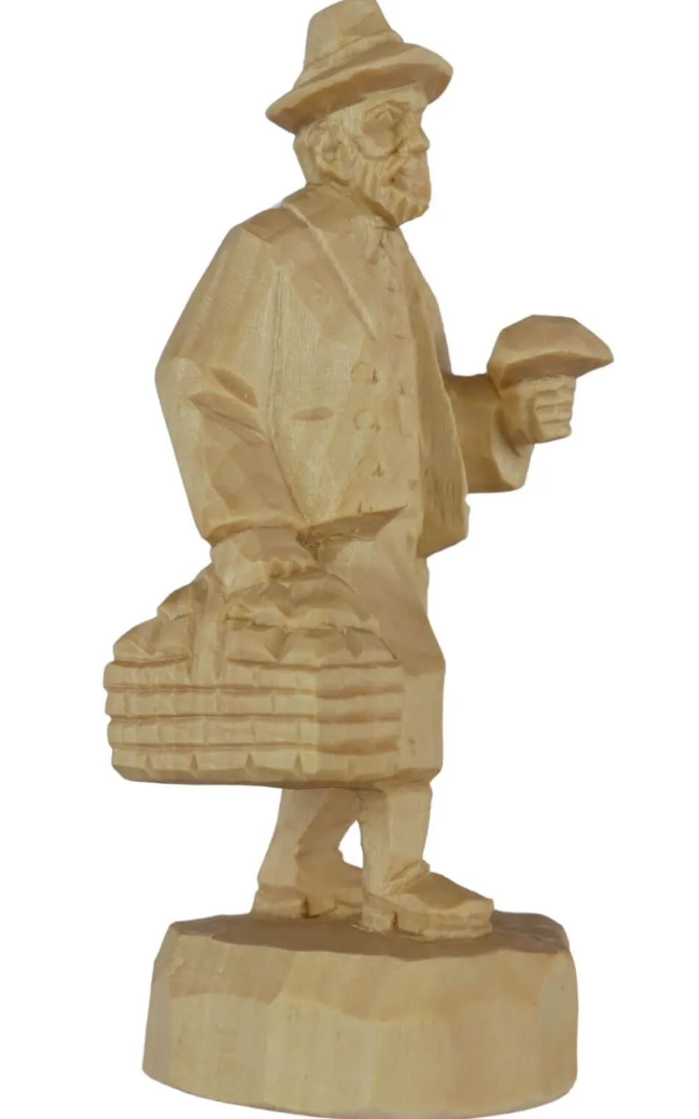 Schnitzkunst aus dem Erzgebirge Holzschnitzereien*Pilzsucher, geschnitzt, 20 cm von