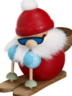 Seiffener Volkskunst eG Räuchermännchen*Räuchermännchen - Kugelräuchermann Nikolaus auf Ski, 15 cm von