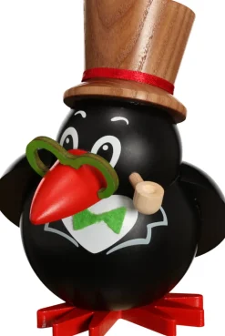 Seiffener Volkskunst eG Auslaufartikel*Räuchermännchen - Kugelräuchermännchen Rabe, 12 cm von