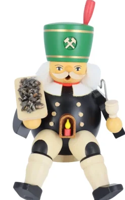 Müller Kleinkunst Räuchermännchen*Räuchermännchen Bergmann mit Erz, sitzend, 14 cm von