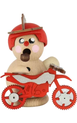 Gerd Hofmann Neuheiten | Räuchermännchen*Räuchermännchen Biker mit rotem Crossmotorrad, 8 cm von