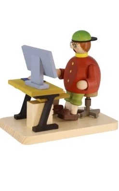Richard Glässer GmbH Neuheiten | Räuchermännchen*Räuchermännchen Computerfreak, sitzend, 14 cm von Richard Glässer