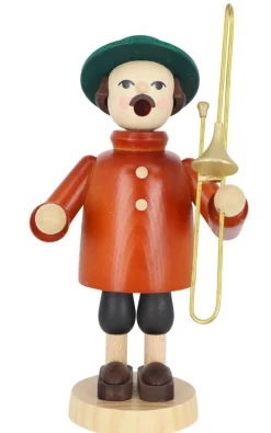 Richard Glässer GmbH Neuheiten | Auslaufartikel*Räuchermännchen Musikant mit Posaune, 18 cm von Richard Glässer