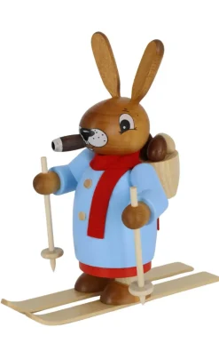 Müller Kleinkunst Osterhasen*Räuchermännchen Osterhase auf Ski, 18 cm von