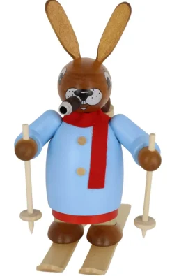 Müller Kleinkunst Osterhasen*Räuchermännchen Osterhase auf Ski, 18 cm von