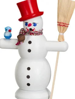 Seiffener Volkskunst eG Neuheiten | Auslaufartikel*Räuchermännchen Schneemann mit rotem Hut, 16 cm von