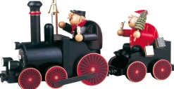 KWO Neuheiten | Räuchermännchen*Räuchermännchen Set Eisenbahn - Lokführer mit Lokomotive, 4-teilig, 24 cm von