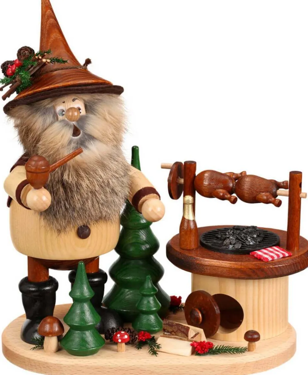 DWU Drechselwerkstatt Uhlig Räuchermännchen*Räuchermännchen Wichtel am Drehgrill, 26 cm von